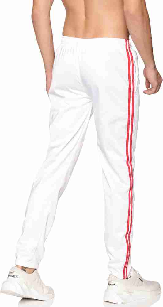 Red and white track pants store