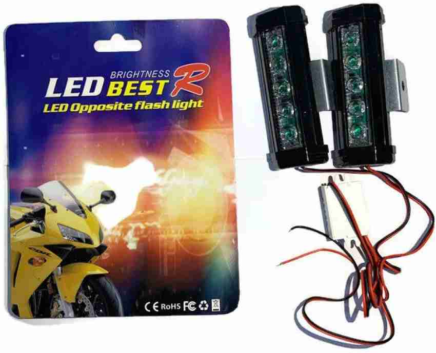 Wizzo {Pack of 2 Pieces) DC 12 Volt 8 Watt Red & Blue Blinker Parking LED  Light Bulb Auto Flash For Car Motorbike