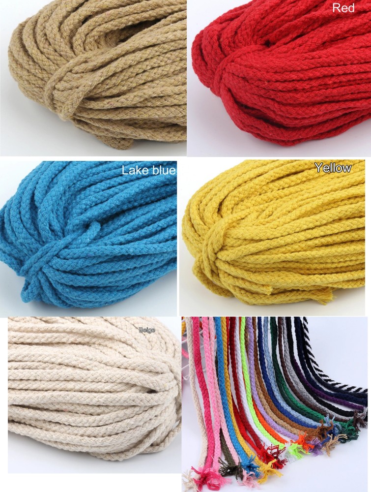 HappyCraft 5mm Braided Macrame Rope/Cord/Thread/Dori 5 Roll x 20 meter each  100% Natural Cotton Rope Twine String for DIY, Wall Hanging, Plant Hangers,  Crafts, Gift Wrapping and Wedding Decorations,Christmas Collection - 5mm