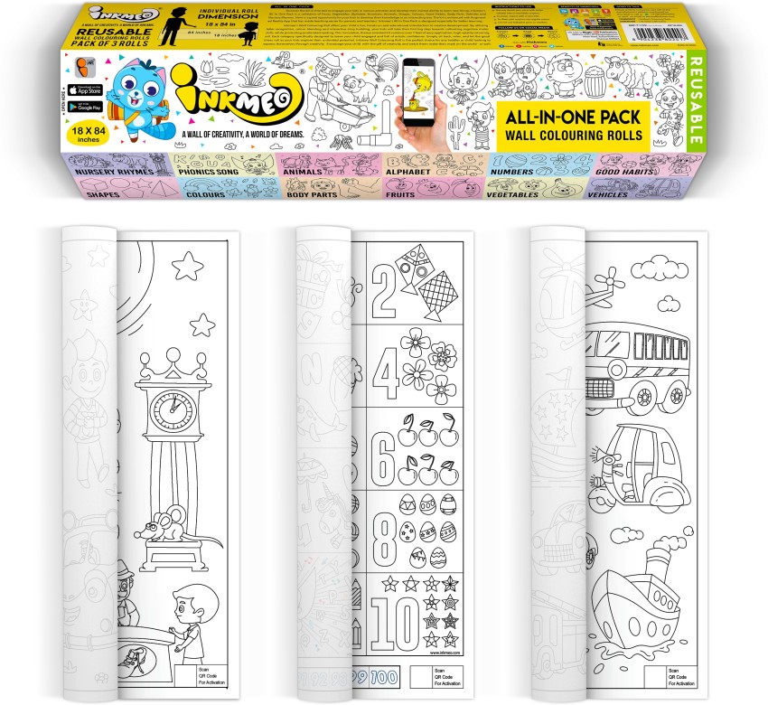 KolorFish Coloring Re-Stick Drawing Paper Roll for Kids, 118X12