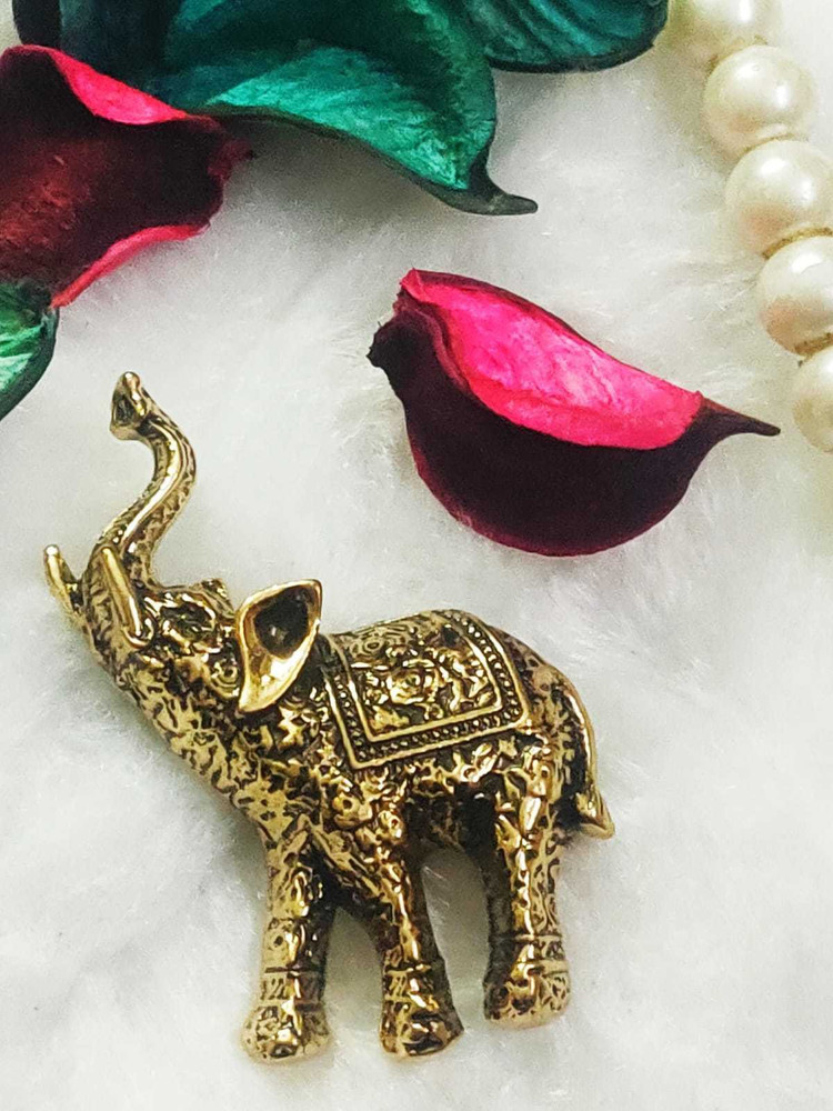 Magic of Gifts Vintage Gold with Black Metal Elephant Brooch Pin