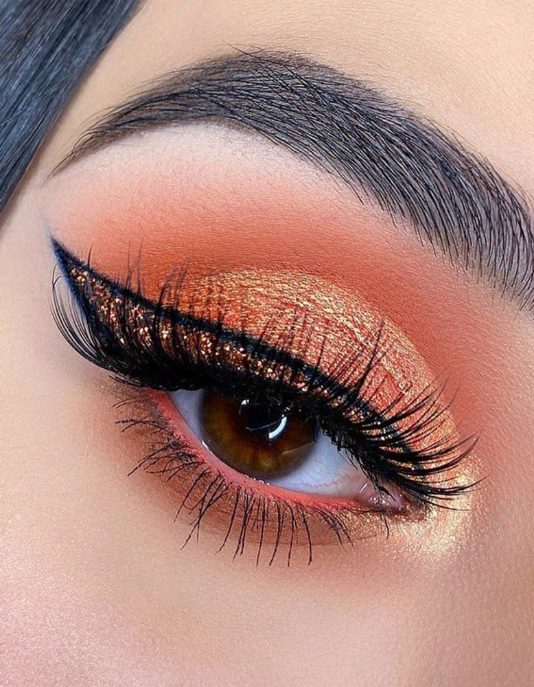Orange glitter eye makeup hotsell
