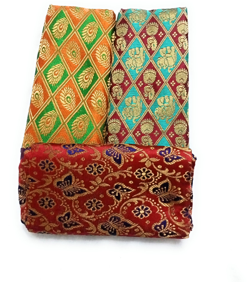 Cotton colors Cotton Silk Embellished Blouse Material Price in