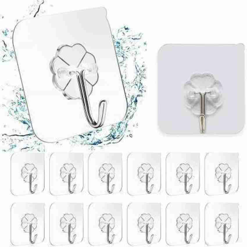 QWEEZER 12 pcs Wall Hooks, Wall Hanging Hooks Adhesive Hook 12