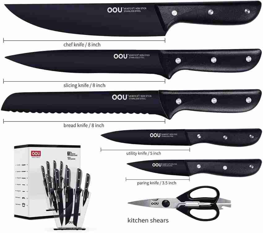 OOU White Blade 15 Piece Kitchen Knife Set