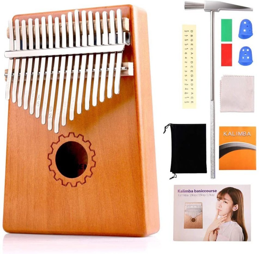 blue 17 Key Kalimba Wooden Thumb Piano, For Musical, Size: 18 X