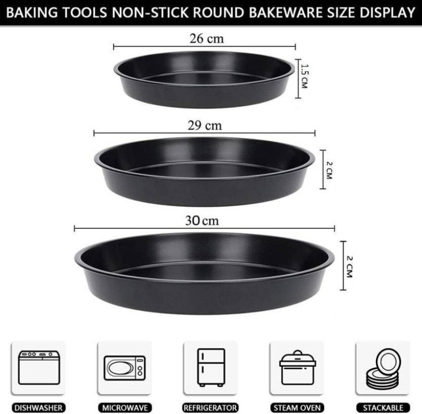 New Round Deep Dish Pizza Pan Non-Stick Pie Tray Baking Kitchen Tool Steel, Black