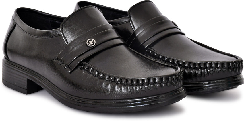 OZJI Men Black Artificial Leather Slip on Formal Shoes Mocassin For Men
