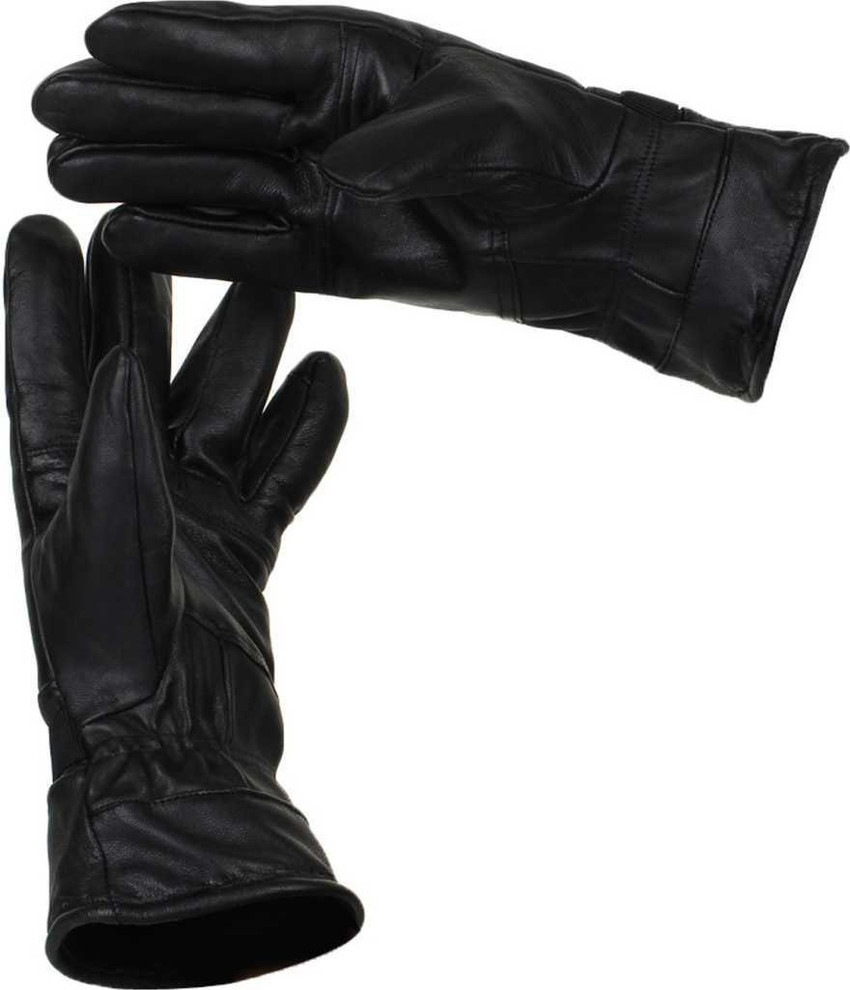 Kriti Winter Soft Leather Gloves for Men And Boy Black Riding
