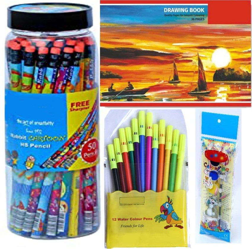 H&B 80-Pack Color Pencil Drawing Set and Art Supplies Kit For Kids