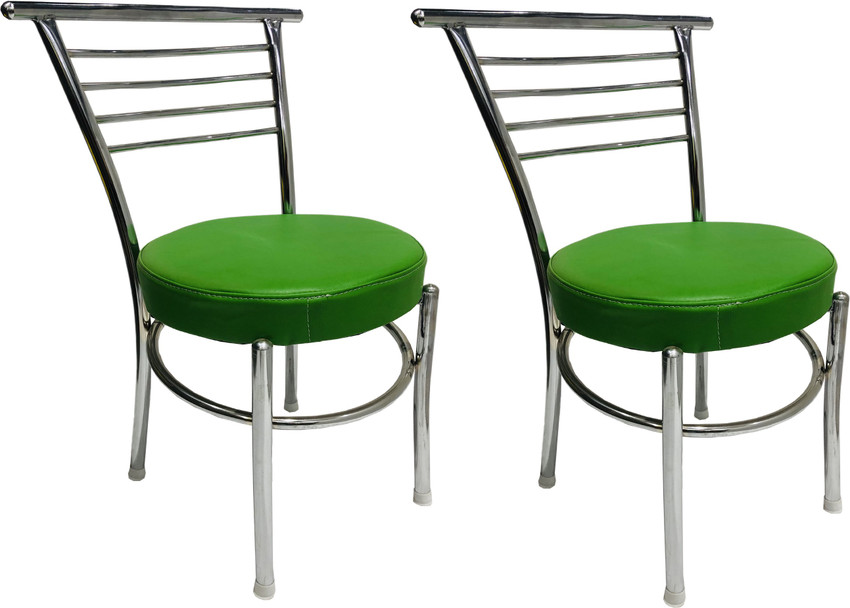 SOMRAJ Steel Chair Office Visitor Student Study Chair Home Resturants Dining Chair Multipurpose with a leatherite Cushion Steel Chrome Chair with Ring