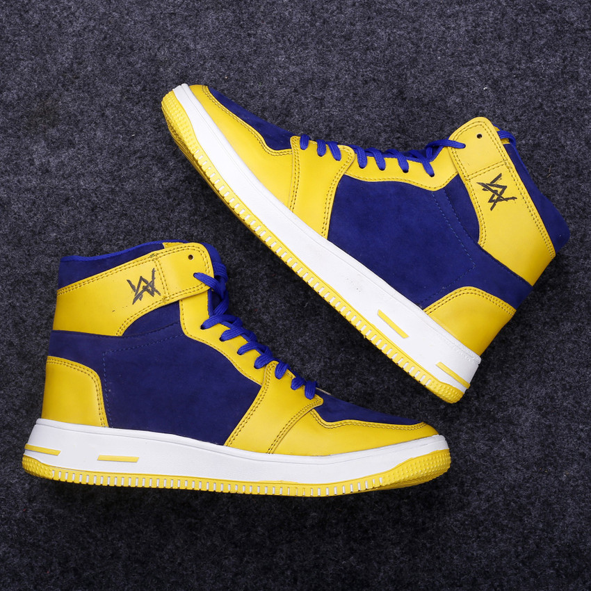 Blue and yellow high tops shop