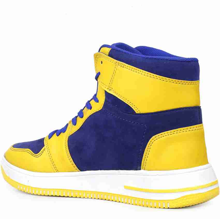 Blue and yellow outlet high tops