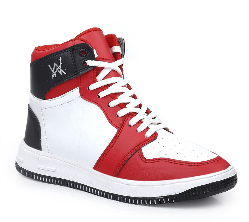 Woakers Woakers Men White Red Colourblocked High Top Sneakers High