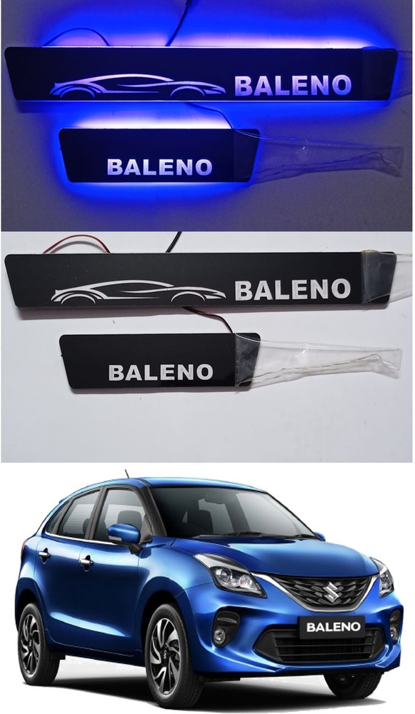 MRIDUM ILLUMINATED DOOR SILL PLATES FOR BALENO WITH BLUE LIGHT
