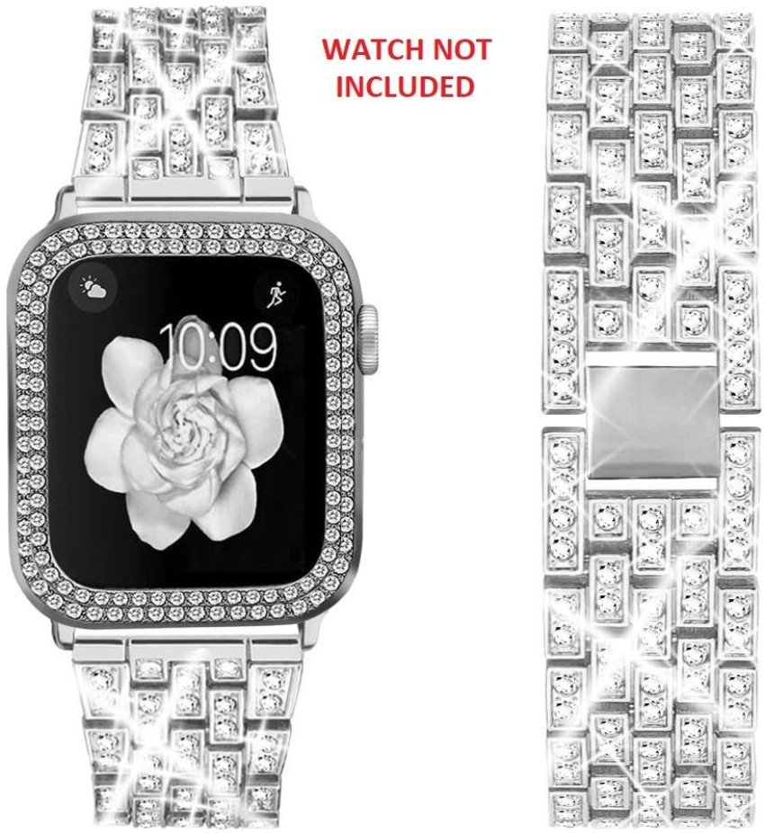 Black Metal Crystal Diamonds Apple Watch Band Women Watch 