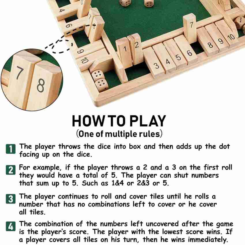 SHK Digitrade Shut The Box Dice Game Wooden (2-4 Players) [4