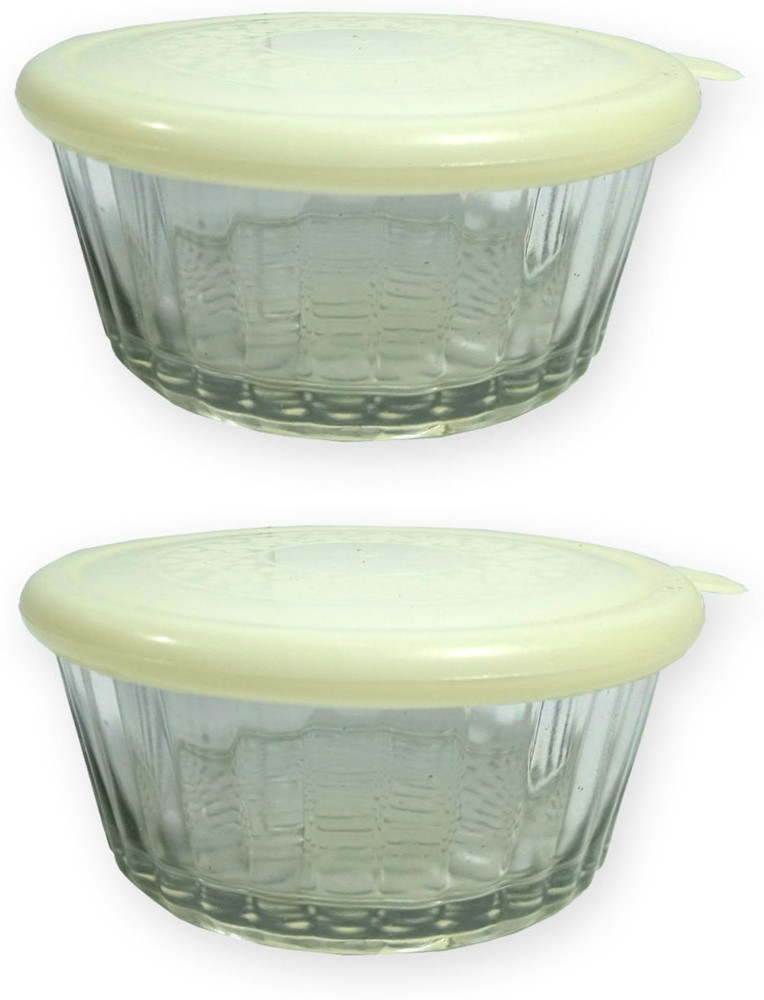 SGI Glass Serving Bowl Glass Bowls with Plastic Lid Pack of 2