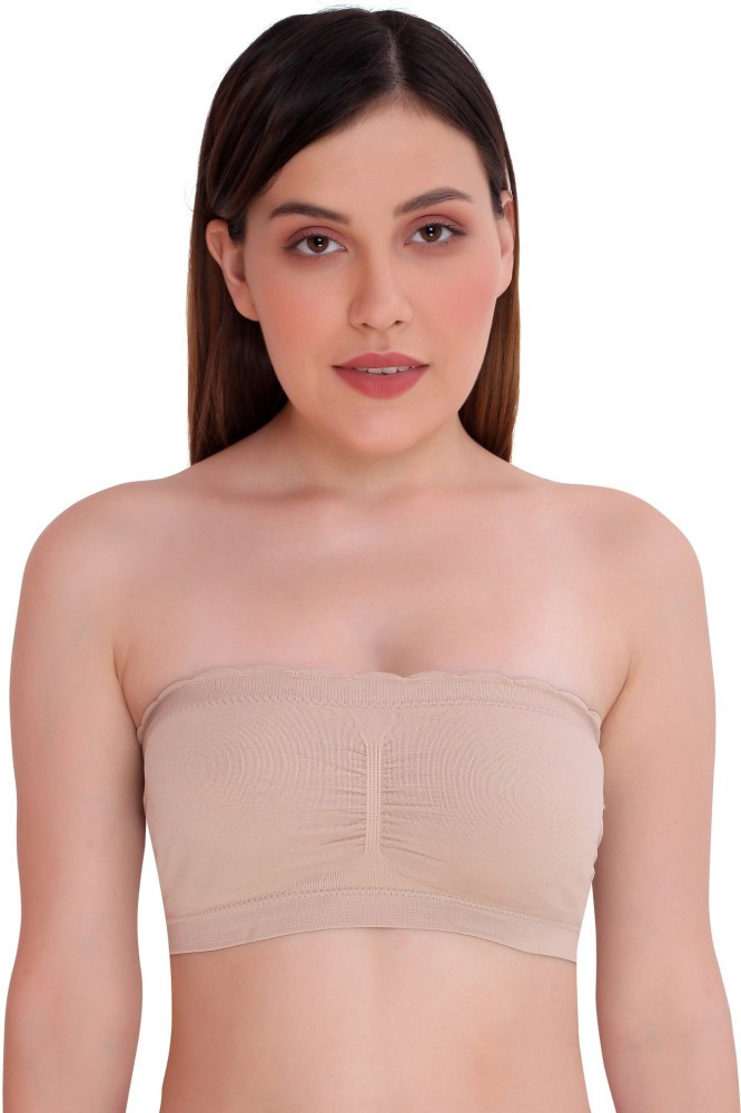 Padded Tube Bras for Women Bandeau Strapless Tube Top Bras Wire No