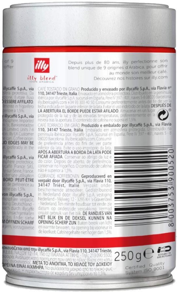 Illy Illy Blend Coffee, 100% Arabica, Beans, Classic Roast