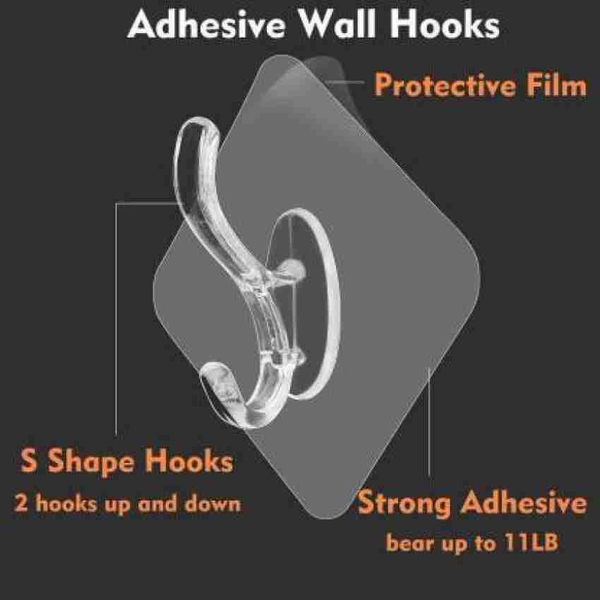 WAIT2SHOP 10 Pcs Self Adhesive Wall Hooks, Heavy Duty Sticky Hooks