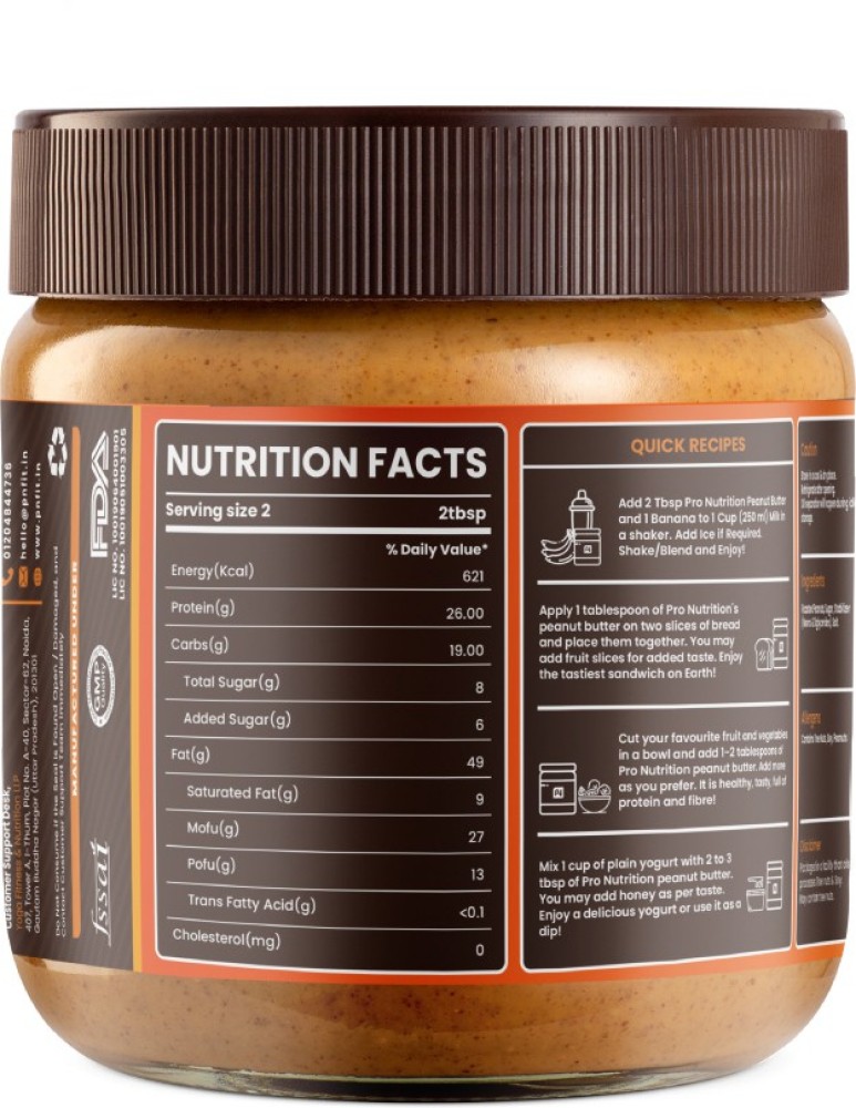 High Protein Peanut Butter with Whey Protein Concentrate, Creamy, 27 g  Protein