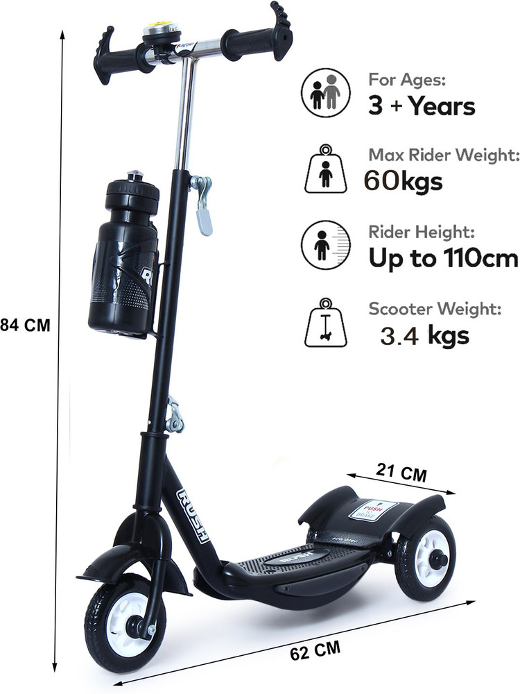Fun Ride FunRide Kids Scooter RUSH Three Wheel Kick Scooters for Boys and Girls with SIPPER BELL Adjustable Height and Rear Brake 3 Wheels Skate for Age 3 10 Years