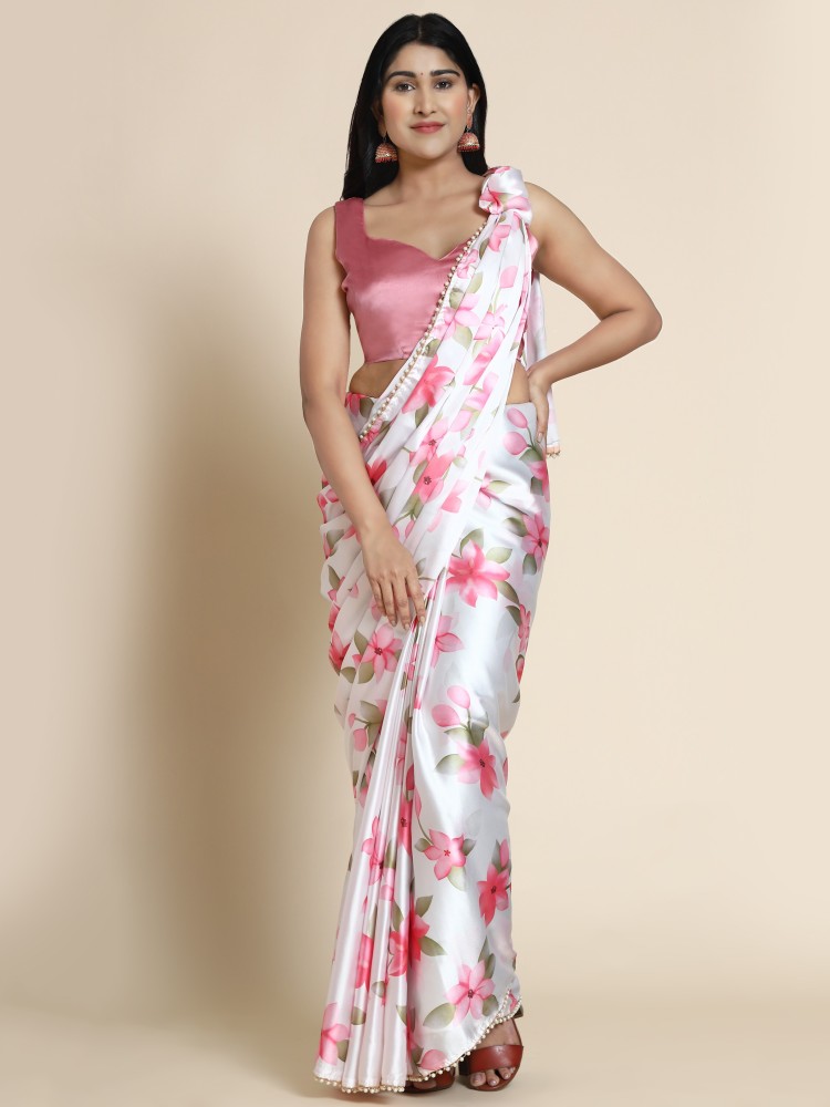 Buy LookNbook art Solid/Plain Bollywood Satin Pink Sarees Online @ Best  Price In India