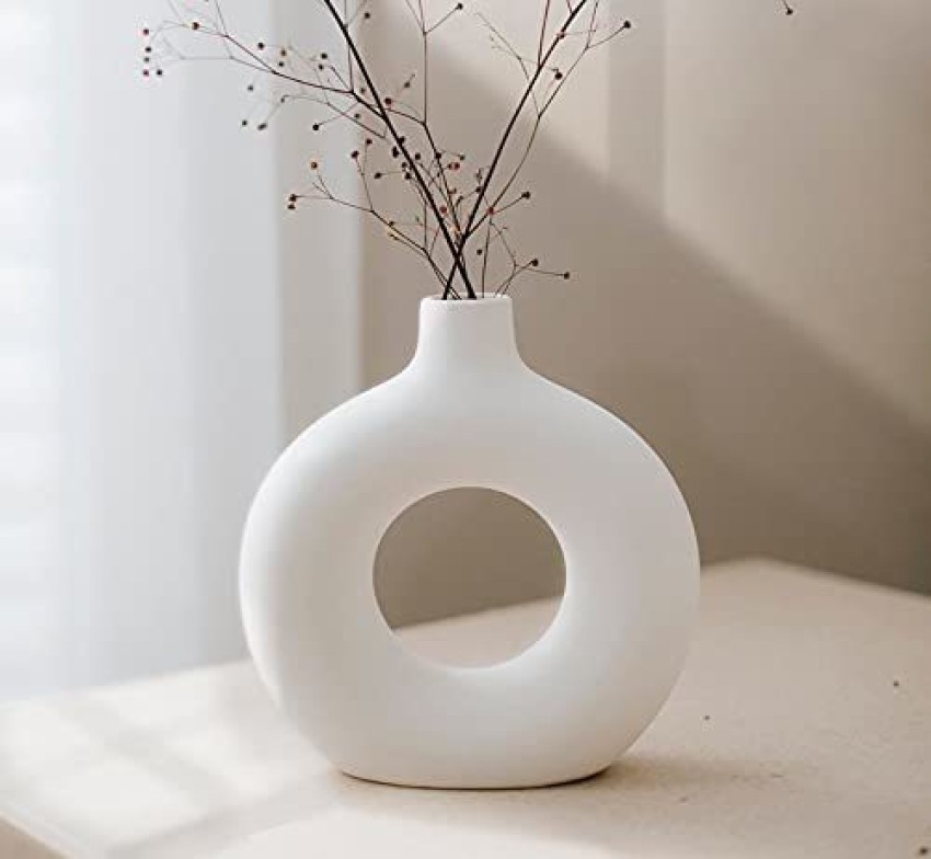 Buy Purezento White Ceramic Cooee Beautiful Decorative Vases Online at Best  Prices in India - JioMart.