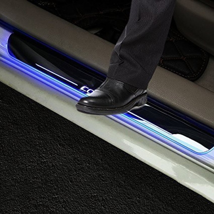 AUTO MOTO Royal Blue Black Beauty Base Led Illuminated Door Sill