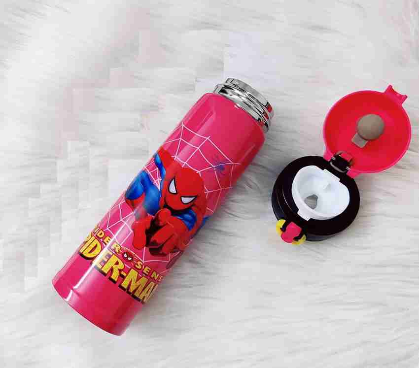 Spider Man Designer Printed Stainless Steel Insulated Sipper Water Bottle  for Girls /Flask for Kids, School, Gym. Travelling Black (500 ml