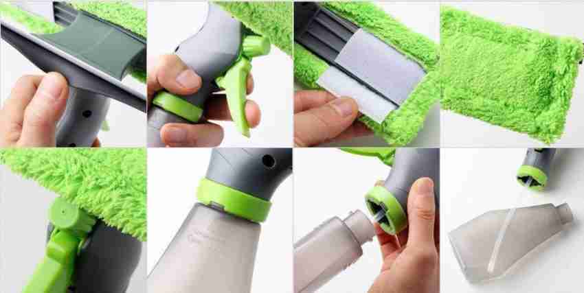 SHOPPOFOBIX 3 in 1 Plastic Easy Glass Spray Type Cleaning Brush Wiper Clean  Shave Car Window Cleaner for Car Window, Mirror, Glass, Floor, Stove with  Spray, Cleaning Cloth Wet & Dry Mop