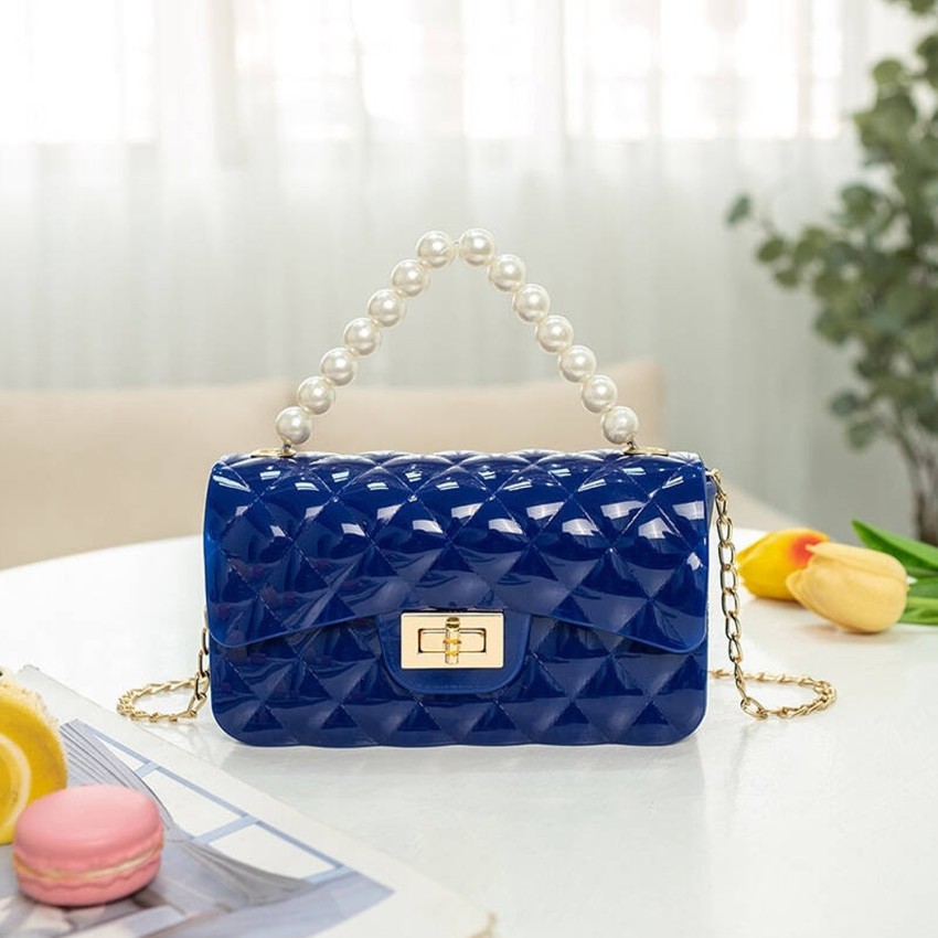 EVA Blue Clutch Chain Pvc Mini Sling Bag Fashion Girls Jelly Bags