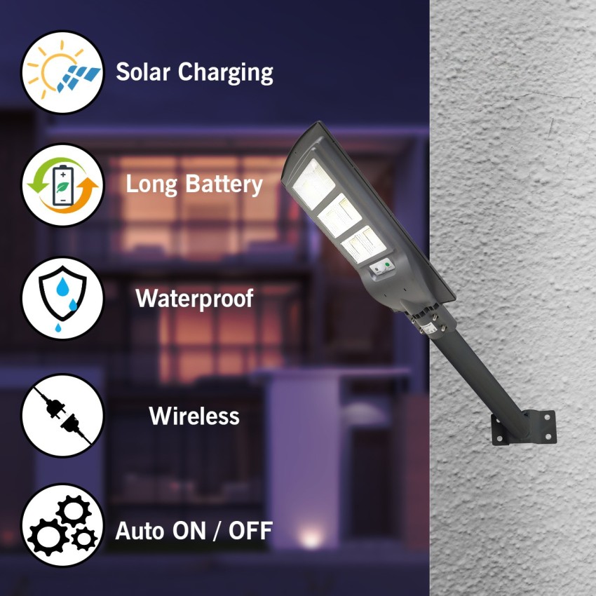 Epyz 90 Watt Grey Solar Street Lights with Remote 624 LEDs