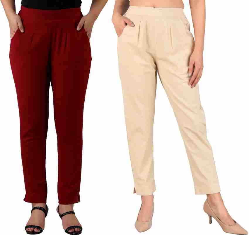 Buy Go Colors Women White Cotton Pants (4XL) Online at Best Prices