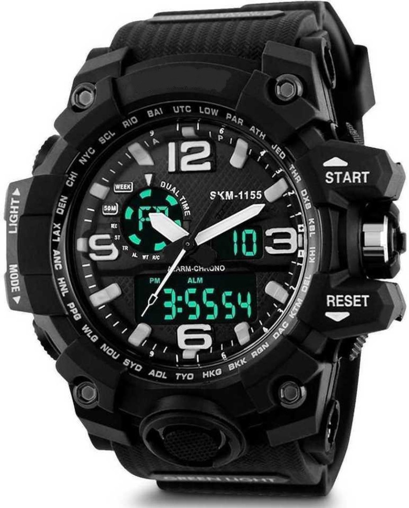 Resist shock sport store watch dual time