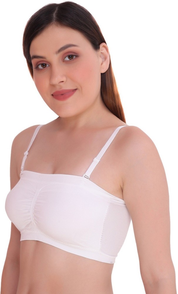 FFHG 2 Pack Bras for Women Front Closure，Women's Strapless Bra with Straps  and Removable Pads Smooth Bandeau Bras for Women, White, Medium :  : Clothing, Shoes & Accessories