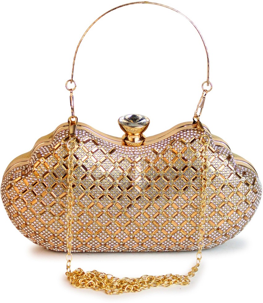 Aadtya Party Gold Clutch Gold - Price in India