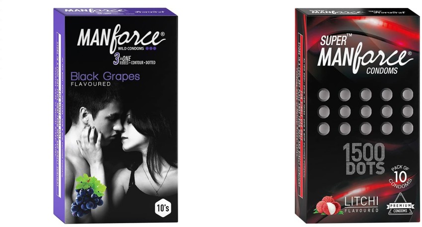 MANFORCE 3 in 1 Wild Condoms (Ribbed, Contour, Dotted), Chocolate