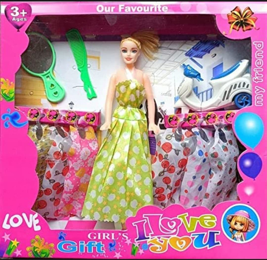 Bhagat Infotech Love You Fashion Doll with Small Scooter for Kids