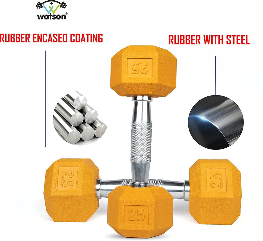 Watson Colored Hex Dumbbells 2.5 kg X 2 5KG rubber coated