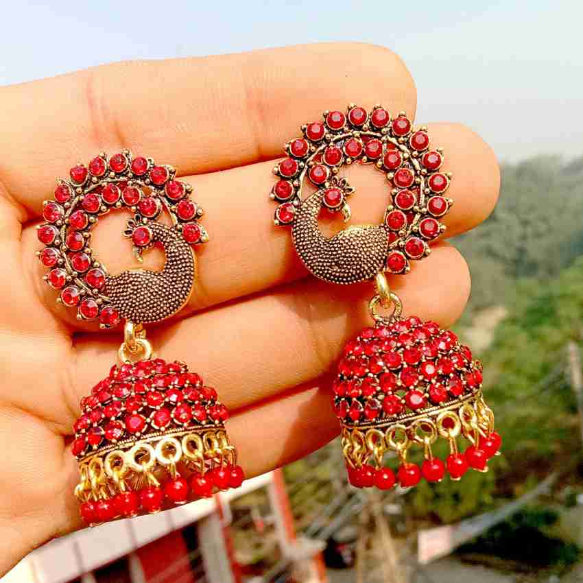 Red fancy online earrings