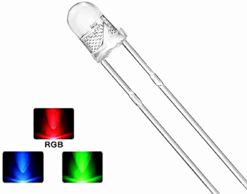Wizzo (Pack of 100 Pieces) Transparent RGB LED 5mm, 3V DC Light Emitting  Diode, Multicolor Changing LED, Multipurpose, For DIY Projects (Disco Type  Flashing) Light Electronic Hobby Kit Price in India 