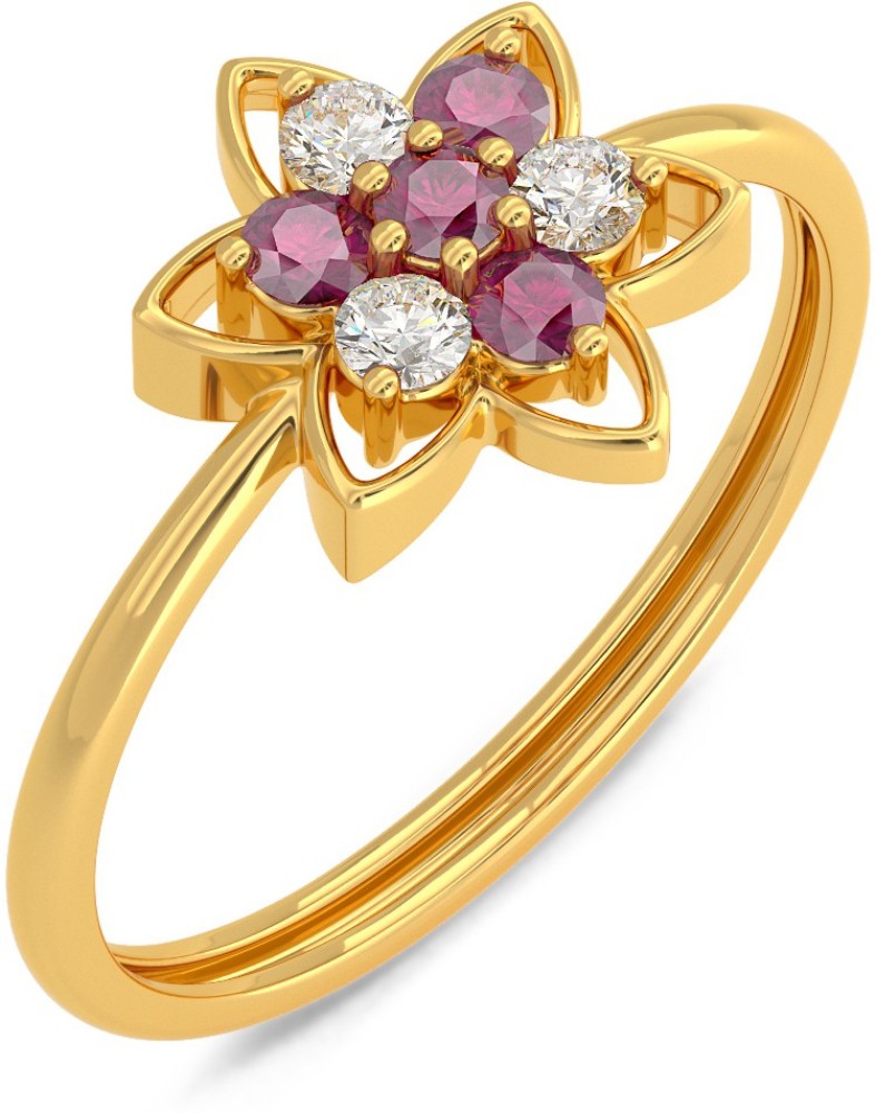 Joyalukkas 22kt Purity Florel Design Ring 22kt Ruby, Swarovski