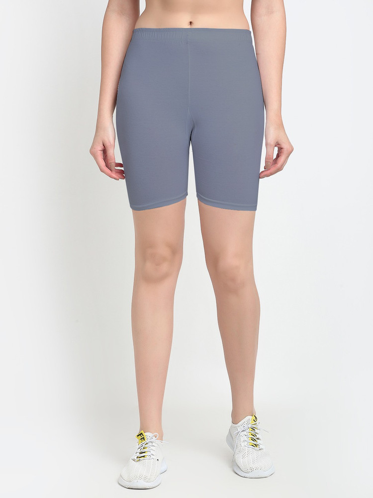 CKARFE Solid Women Grey Cycling Shorts Basic Shorts Board Shorts