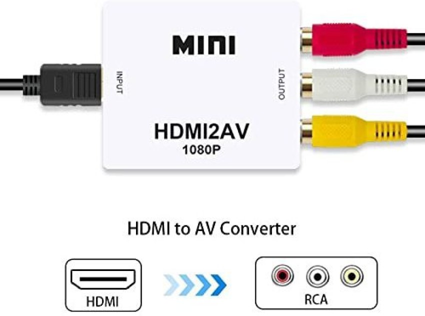 ULTRABYTES TV out Cable HDMI to AV Converter 1080P HD Video Converter HDMI to 3RCA CVBS Converter