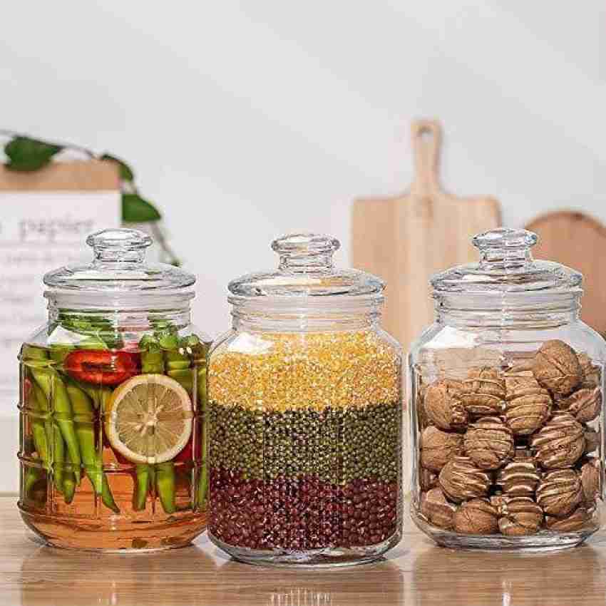 Glass JAR for Storage Random Design 2300ML, Big Size Pop Jar- Glass Tea  Coffee & Sugar Container Pickle jar for Cookie Jar set of 2