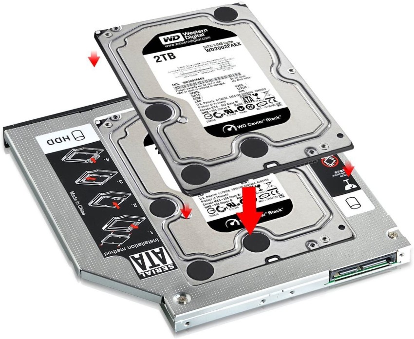 Storite Optical Bay 2nd Hard Drive Caddy, Universal for 9.5mm CD/DVD Drive  Slot (for SSD and HDD)