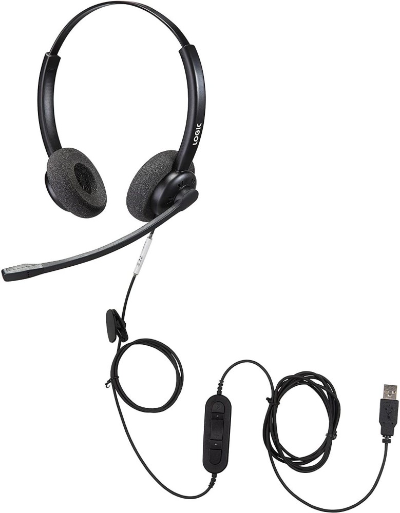 Logic 306B Professional UC Wired On Ear Headset with Mic Smart