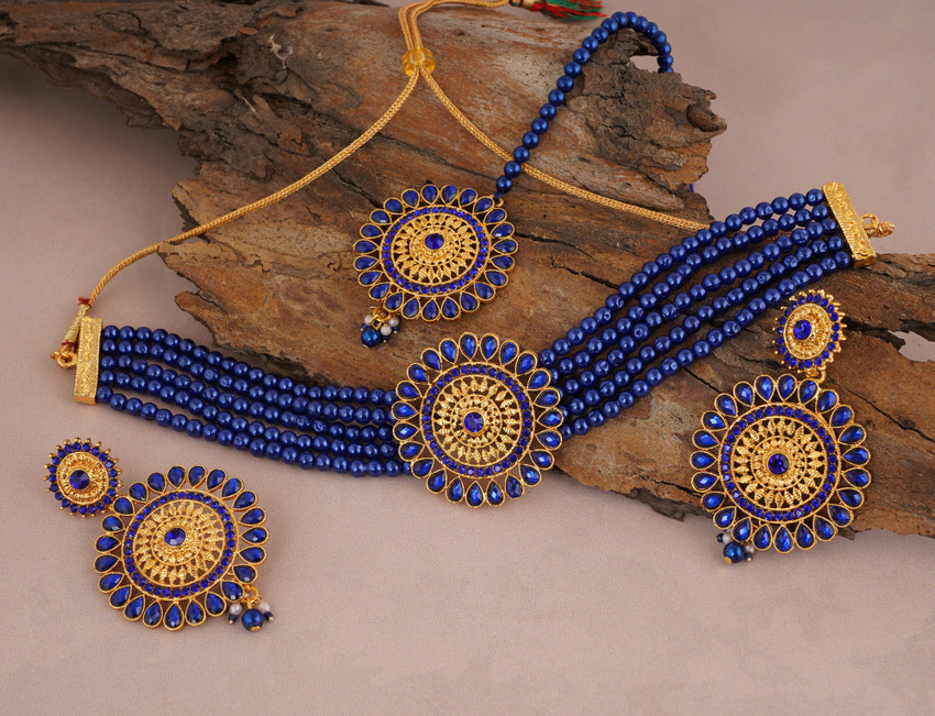 Golden Grace Fashion Jewellery Alloy Rhodium Blue Gold Jewellery Set Price in India Buy Golden Grace Fashion Jewellery Alloy Rhodium Blue Gold Jewellery Set Online at Best Prices in India